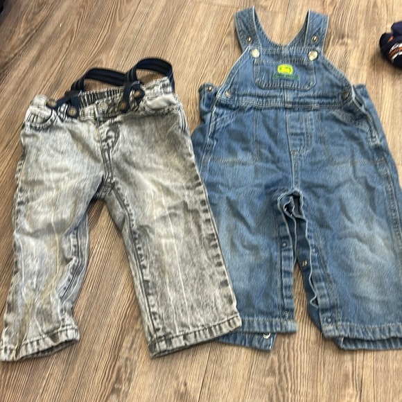 Stylish Kids Denim Overalls and Gray Jeans Set - Picture 1 of 5